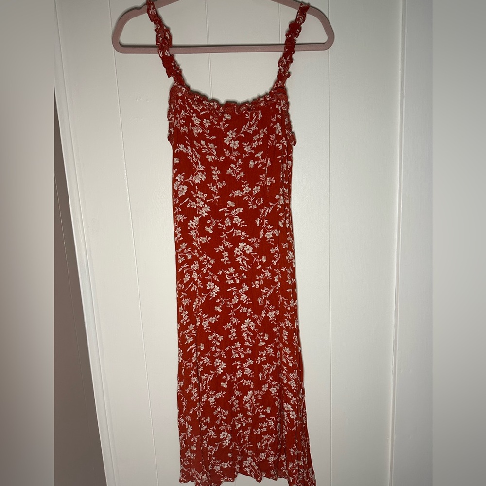 Lulus Rust Ruffle Midi